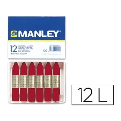 Manley Lapices cera manley unicolor carmin n.10 caja de 12 unidades