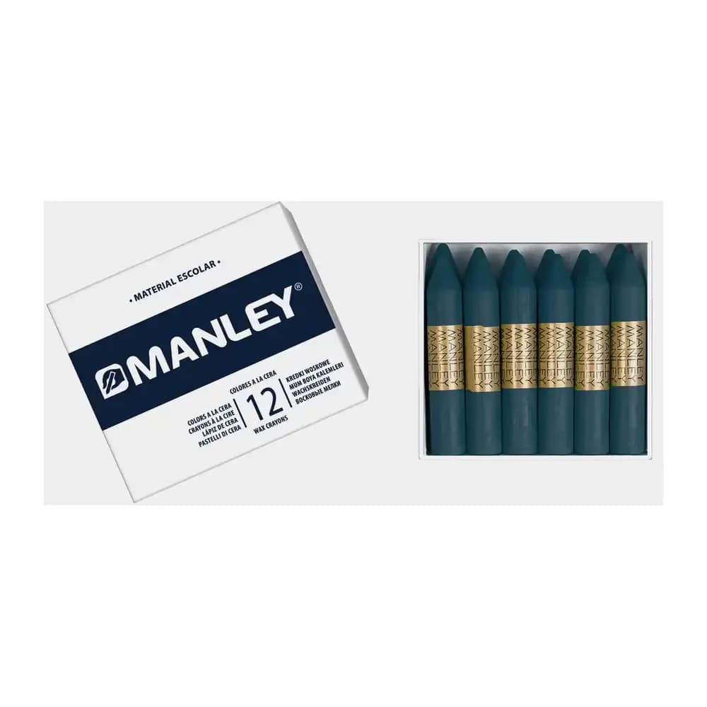 Manley Lapices cera manley unicolor azul turquesa n.16 caja de 12 unidades