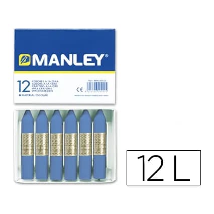 Manley Lapices cera manley unicolor azul ultramar n.18 caja de 12 unidades
