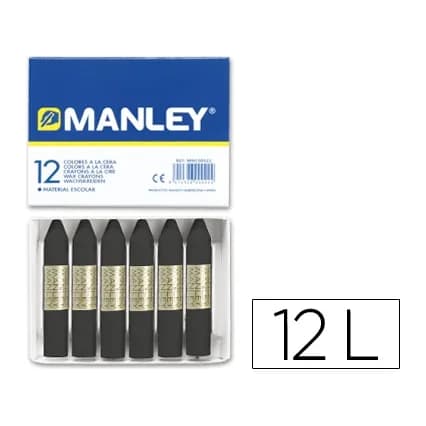 Manley Lapices cera manley unicolor negro n.30 caja de 12 unidades