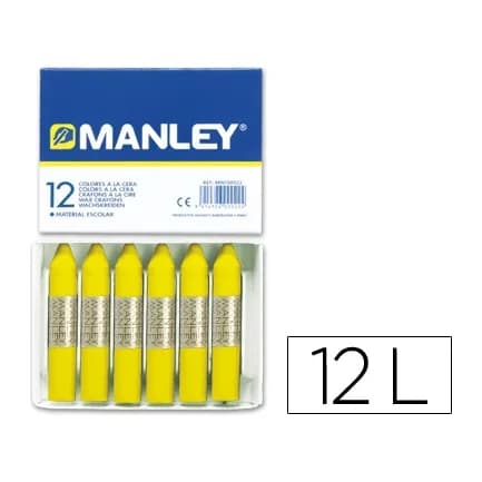 Manley Lapices cera manley unicolor amarillo limon n.2 caja de 12 unidades