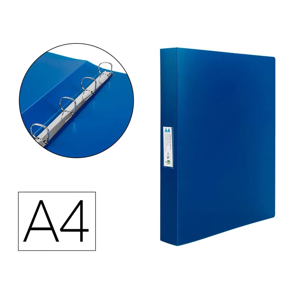 Liderpapel Carpeta liderpapel 4 anillas 25 mm mixtas 43432 polipropileno din a4 azul translucido