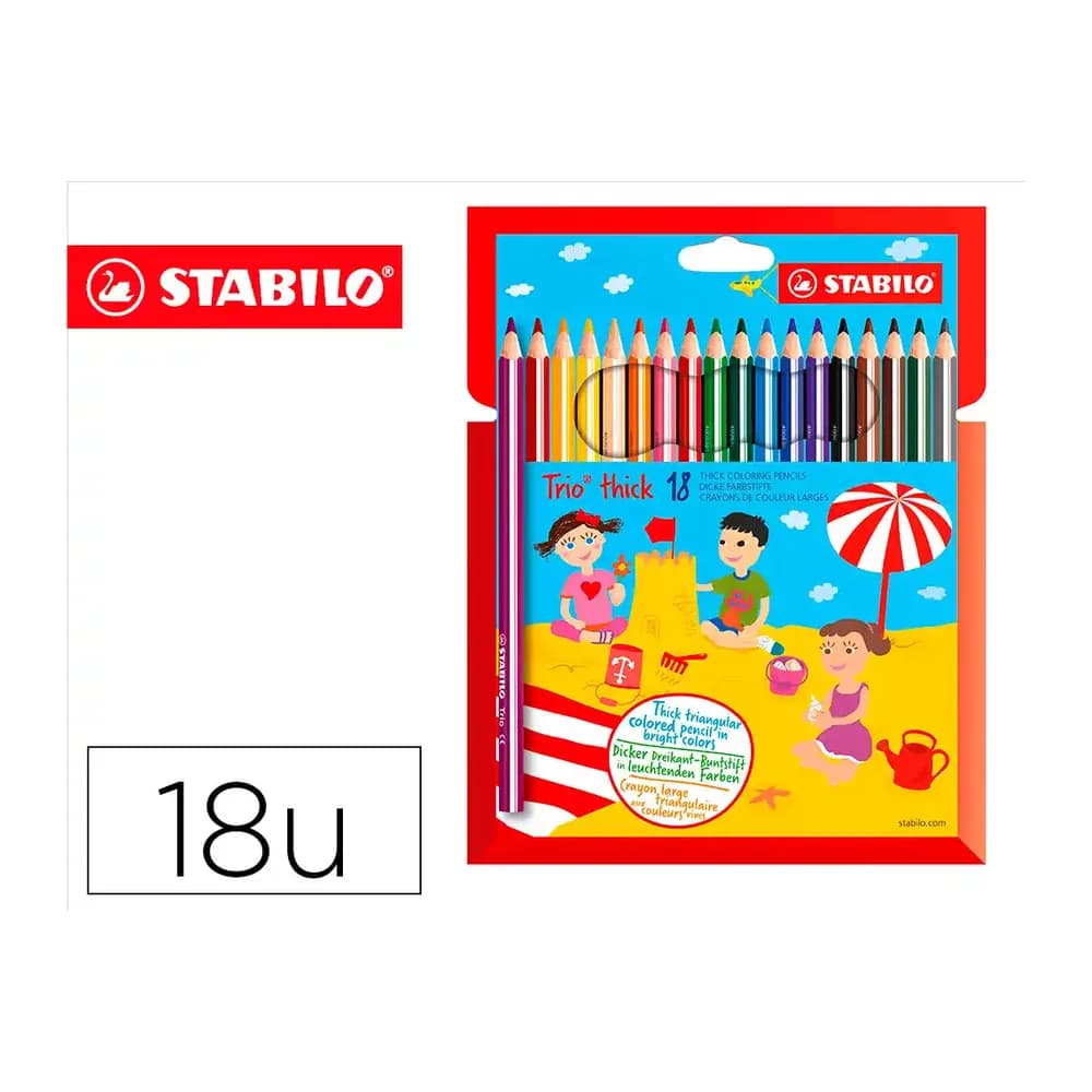 Stabilo Lapices de colores stabilo trio punta gruesa caja de 18 colores