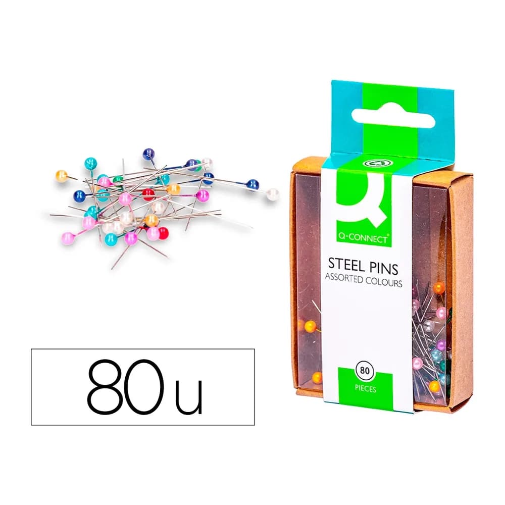 Q-connect Aguja señalizadora q-connect caja de 80 unidades colores surtidos