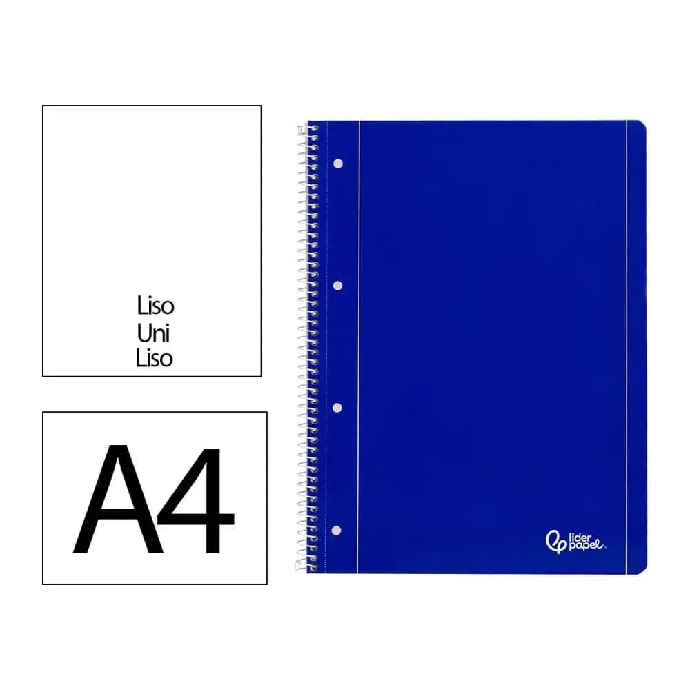 Liderpapel Cuaderno espiral liderpapel a4 micro serie azul tapa blanda 80h 75gr liso con margen 4 taladros azul