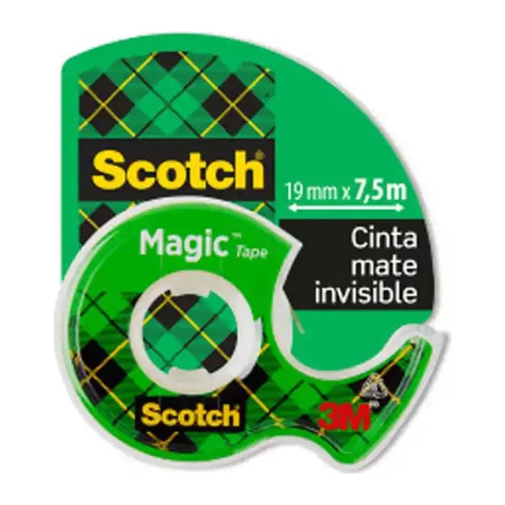 Scotch Cinta adhesiva scotch magic invisible 7,5 mt x 19 mm en portarrollo