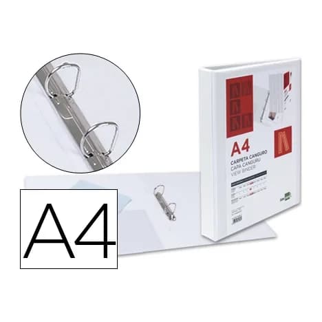 Liderpapel Carpeta canguro 2 anillas mixtas 25mm liderpapel a4 plastico color blanco