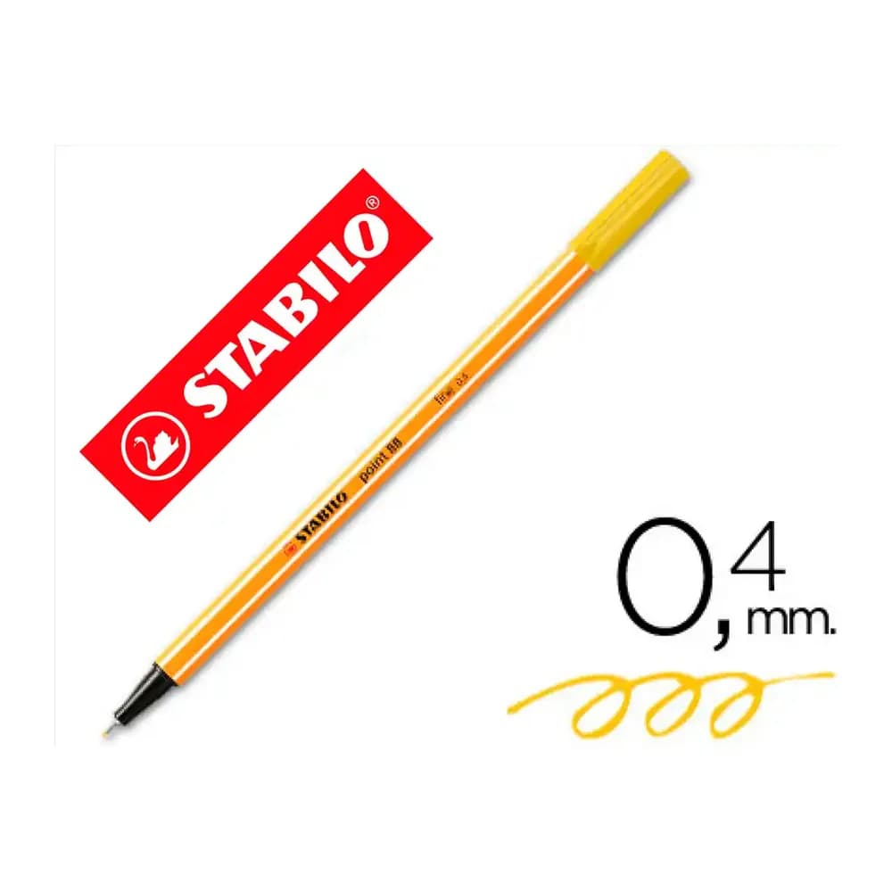 Stabilo Rotulador stabilo punta de fib ra point 88 amarillo punta fina 0,4mm