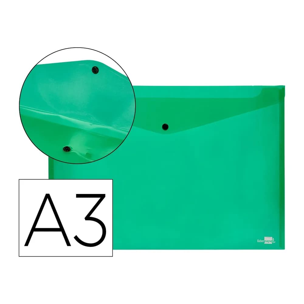 Liderpapel Carpeta liderpapel dossier broche 44243 polipropileno din a3 translucido · Verde