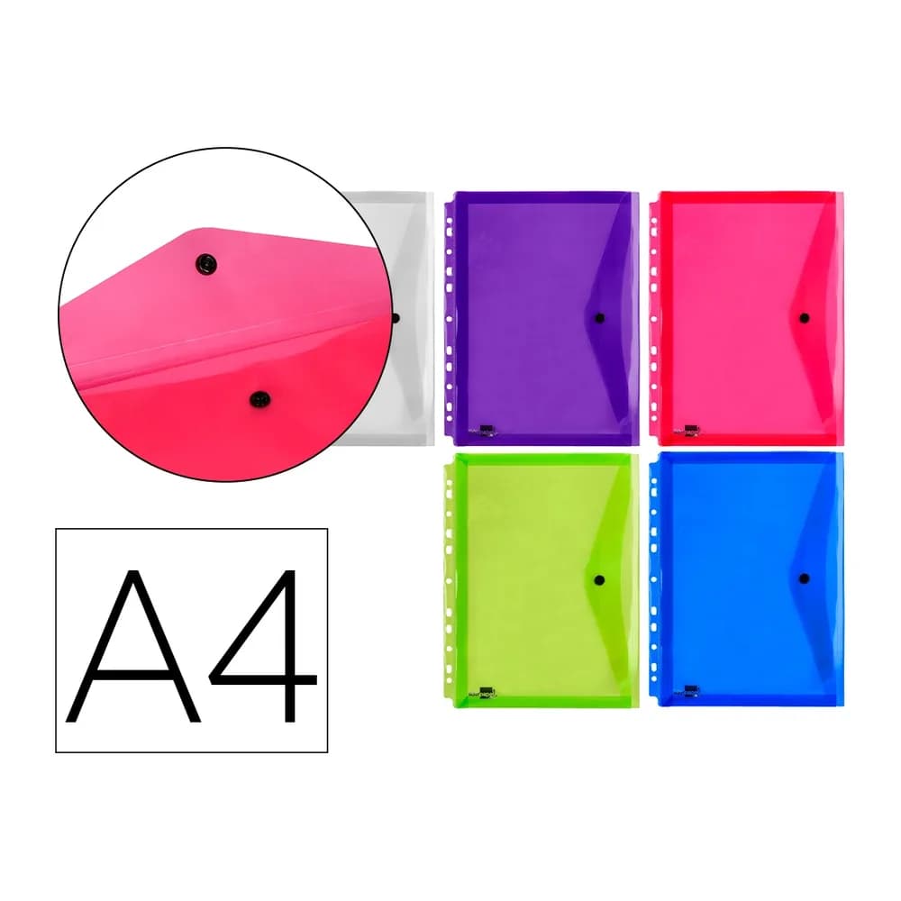 Liderpapel Carpeta liderpapel dossier broche 36669 polipropileno din a4 pack de 5 col.surtidos transparente multitaladro