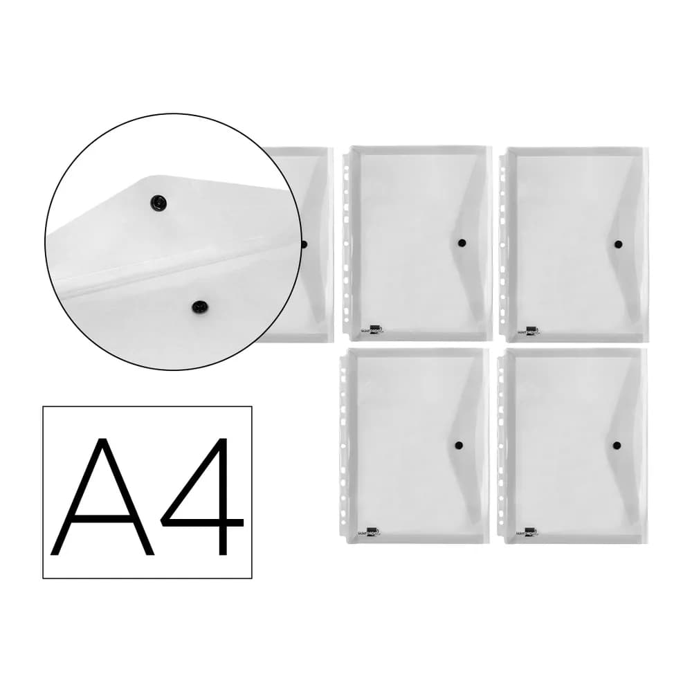 Liderpapel Carpeta liderpapel dossier broche 36664 polipropileno din a4 pack de 5 incolora transparente multitaladro