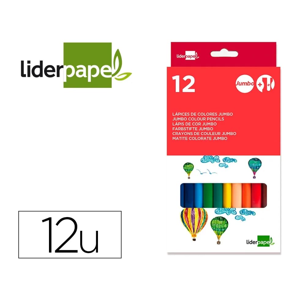 Liderpapel Lapices de colores liderpapel jumbo con sacapuntas caja de 12 unidades colores surtidos