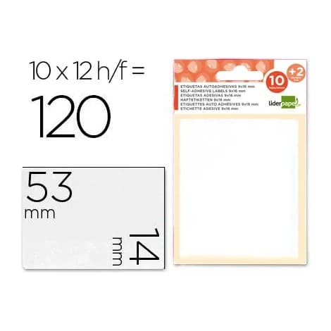 Liderpapel Etiquetas liderpapel sobre de 10 h. + 2 h. obsequio 14x53 mm -10 unidades por hoja