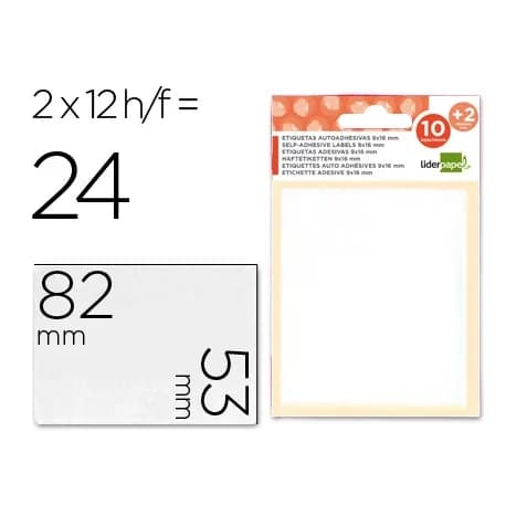 Liderpapel Etiquetas liderpapel sobre de 10 h. + 2 h. obsequio 53x82 mm -2 unidades por hoja