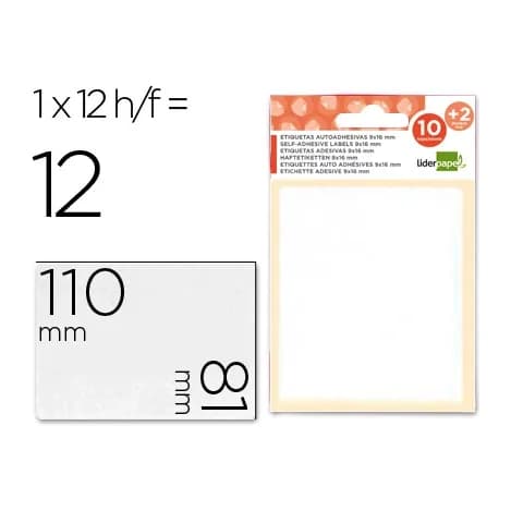 Liderpapel Etiquetas liderpapel sobre de 10 h. + 2 h. obsequio 81x110 mm 1 unidad por hoja