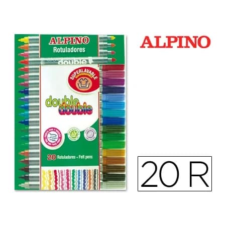 Alpino Rotulador alpino double double punta gruesa y punta fina caja de 20+4 unidades colores surtidos