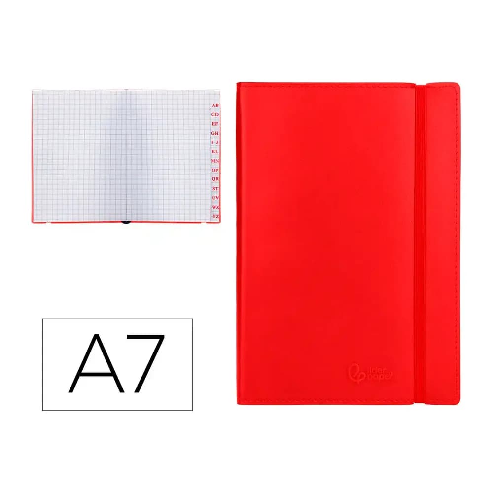 Liderpapel Libreta indice liderpapel similpiel a7 120 hojas 70gr color rojo