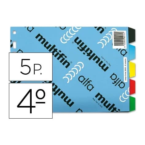 Multifin Separador multifin 3003 plastico cuarto apaisado 5 pestañas 215x155 mm