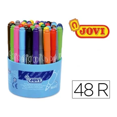 Jovi Rotulador jovi maxi 13 mm bote de 48 unidades 12 colores4 unidades de cada color