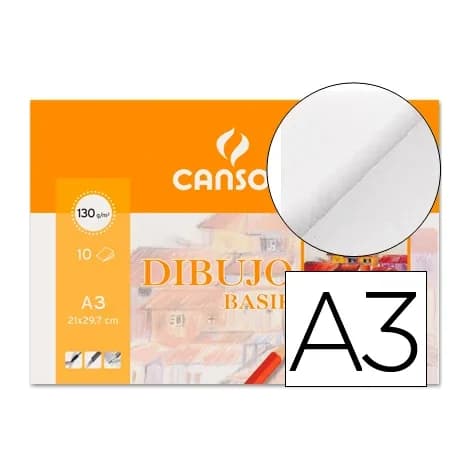 Canson Papel dibujo basik 130 gr din a3 29,7x42 cm minipack de 10 hojas