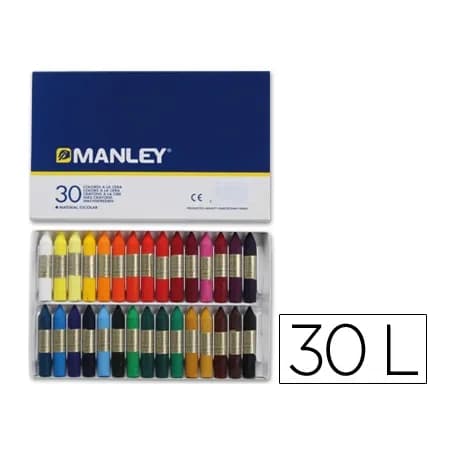 Manley Lapices cera manley caja de 30 colores surtidos
