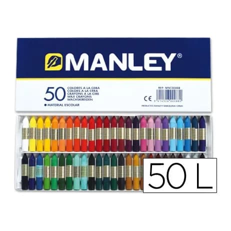 Manley Lapices cera manley caja de 50 colores surtidos