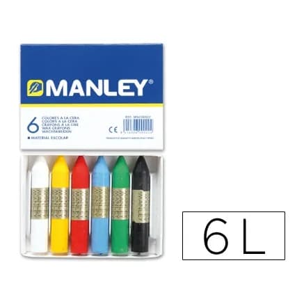 Manley Lapices cera manley caja de 6 colores surtidos
