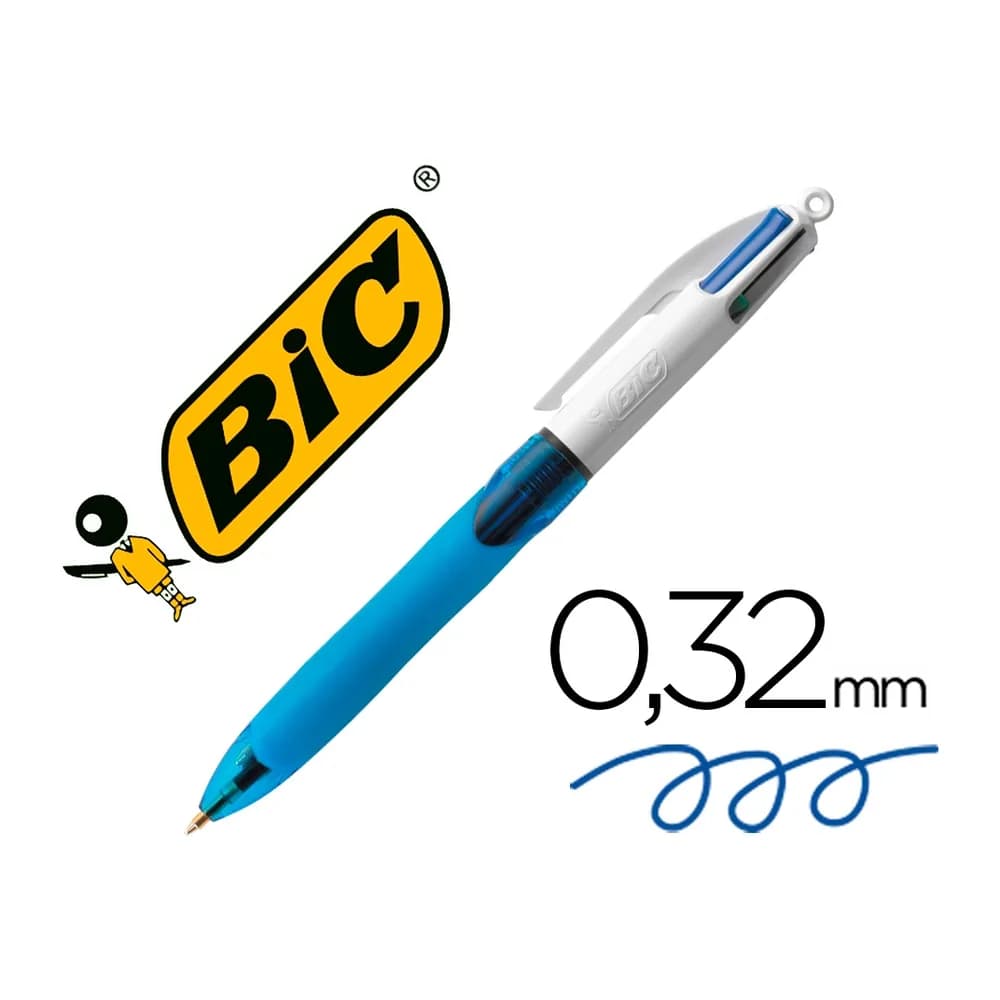 Bic Boligrafo bic cuatro colores con grip de caucho ergonomico punta media 1 mm