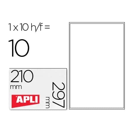 Apli Etiquetas adhesivas apli transparentes poliester para impresora ink-jet 210x297 mm presentadas en carpetas de 10