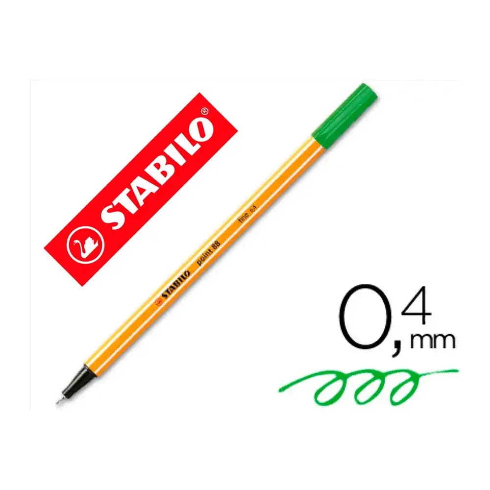 Stabilo Rotulador stabilo punta de fib ra point 88 verde pino punta fina 0,4mm