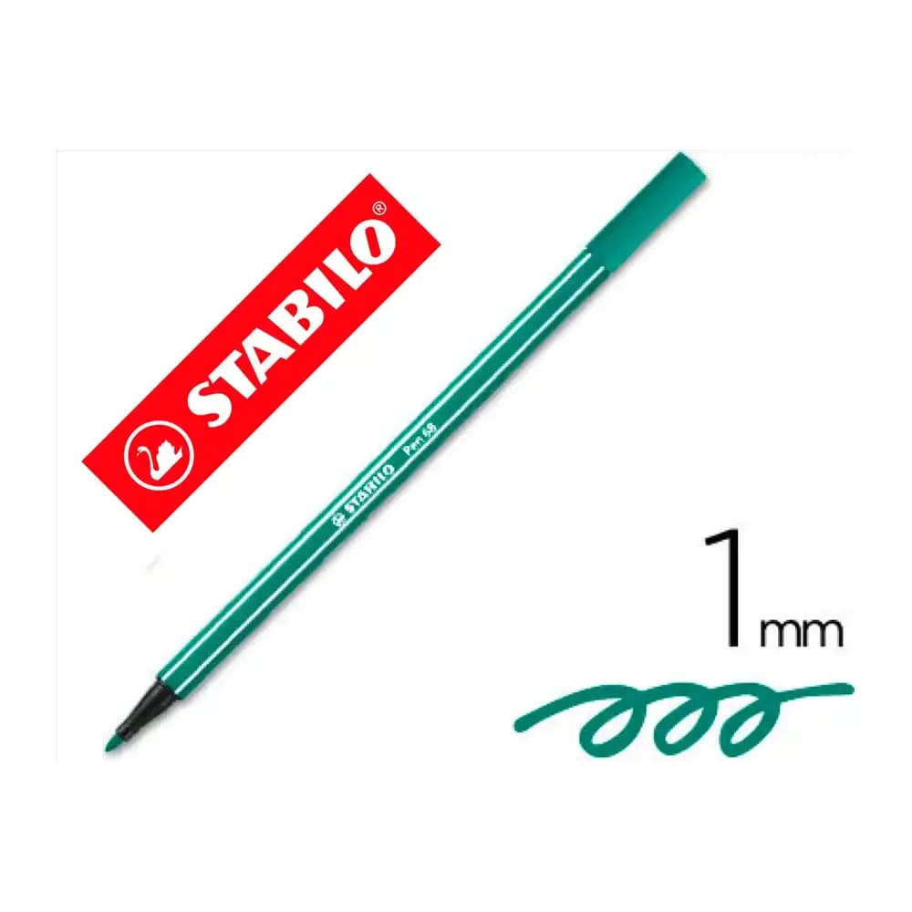 Stabilo Rotulador stabilo acuarelable pen 68 verde esmeralda punta gruesa 1mm