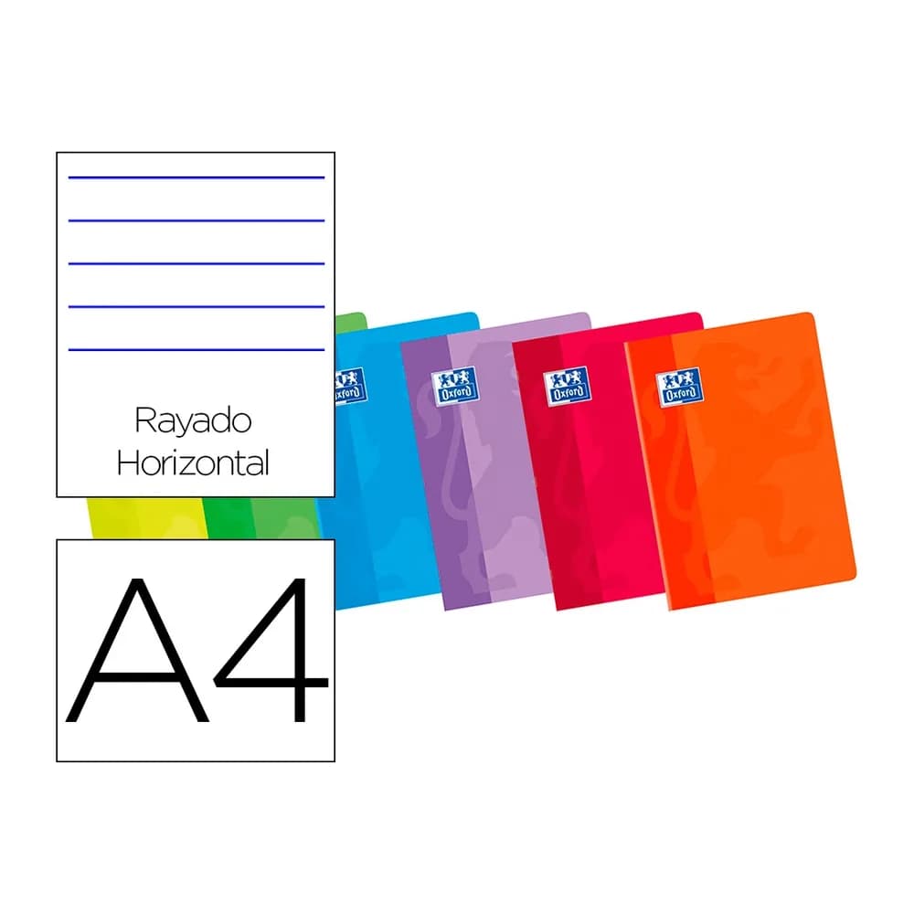 Oxford Libreta escolar oxford din a4 48 hojas rayado horizontal colores surtidos
