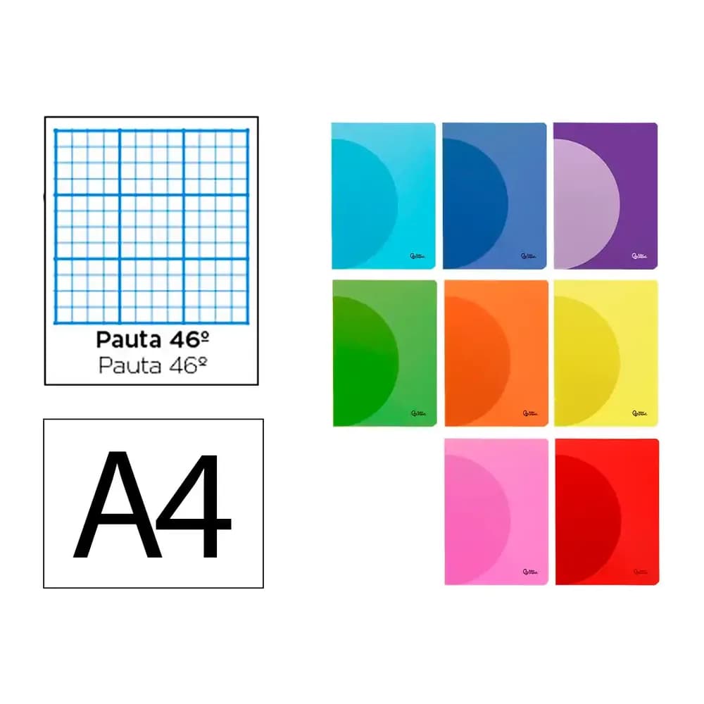Liderpapel Libreta liderpapel 360 tapa de plastico a4 48 hojas 90gr rayado nº46 colores surtidos