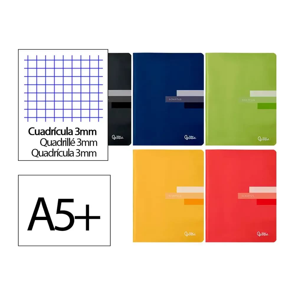 Liderpapel Libreta liderpapel scriptus a5 plus 48 hojas 90gr cuadro 3mm con margen
