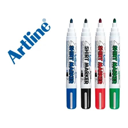 Artline Rotulador artline camiseta ekt-2 negro rojo azul y verde punta redonda 2 mm para uso en camiseta caja de 4 unidades