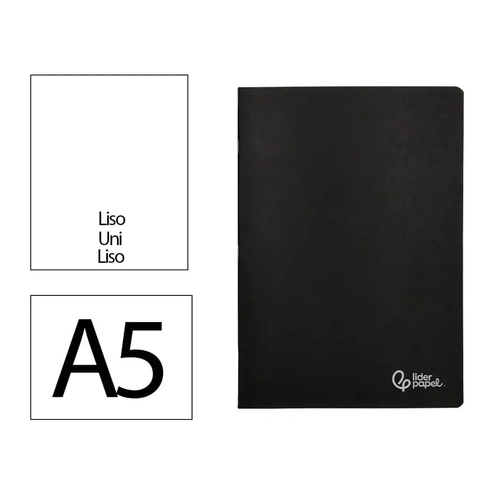 Liderpapel Libreta liderpapel tapa negra a5 80 hojas 60gr liso con doble margen