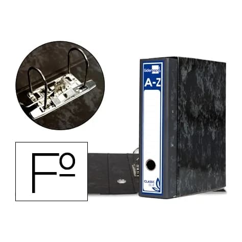 Liderpapel Archivador de palanca liderpapel carton forrado folio jaspeado negro con caja classic blue