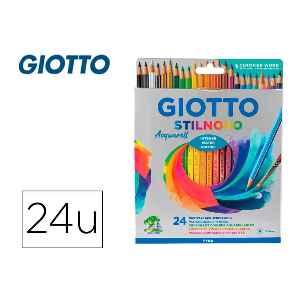 Giotto Lapices de colores giotto stilnovo acuarelables caja de 24 colores surtidos