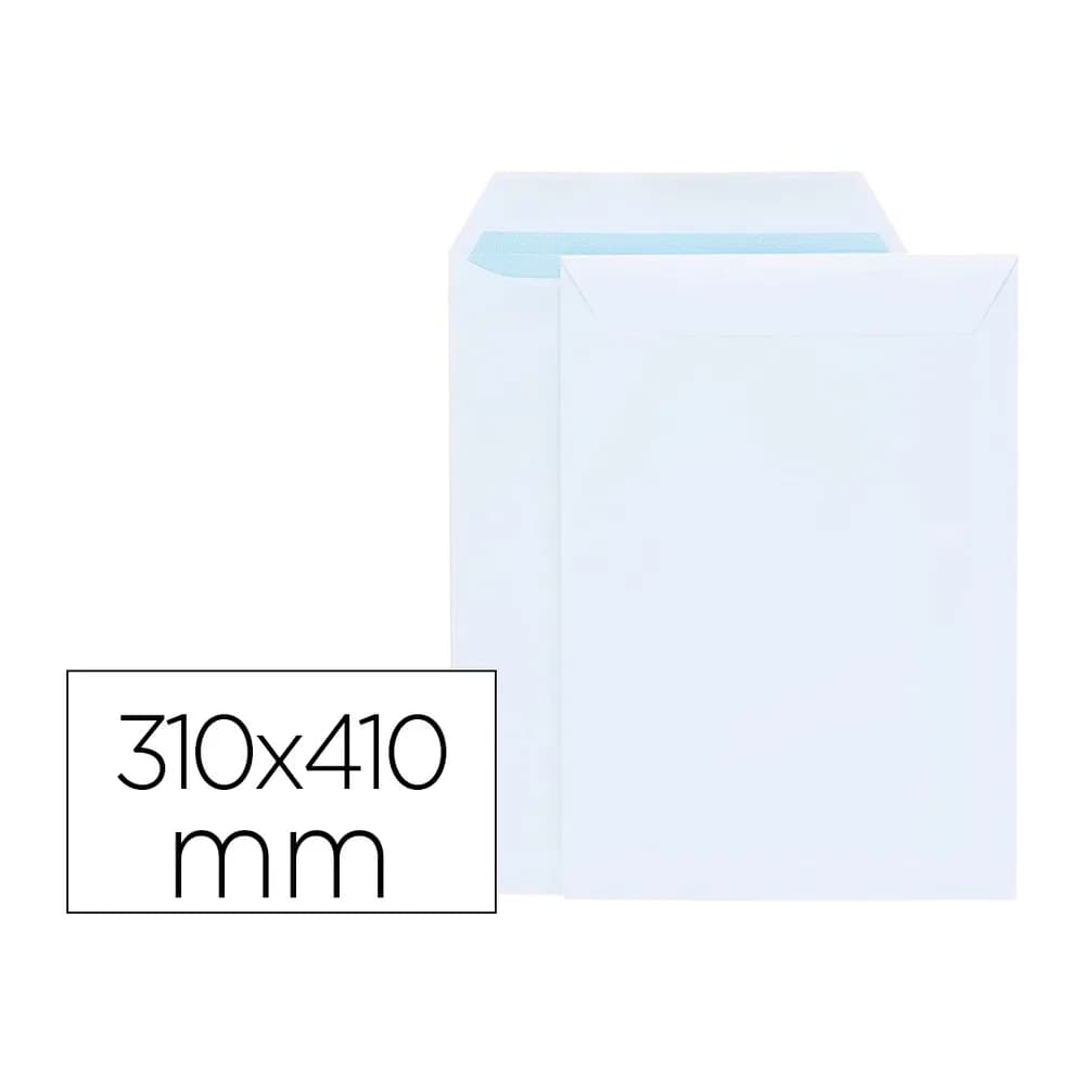 Liderpapel Sobre liderpapel bolsa blanco 310x410 mm solapa tira de silicona papel offset 100 gr caja de 250 unidades