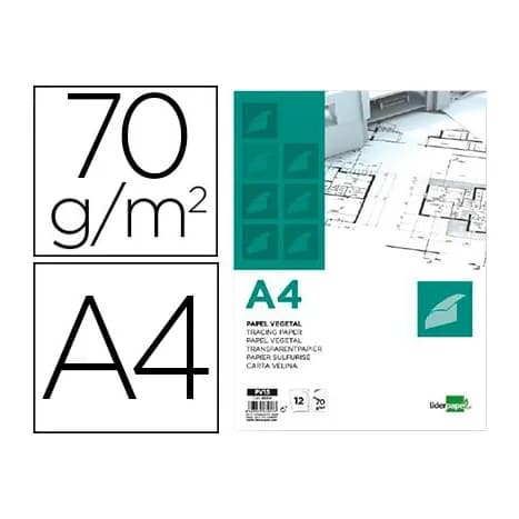Liderpapel Papel vegetal liderpapel a4 70gr 210x297mm sobre de 12 hojas