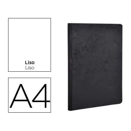 Clairefontaine Libreta age-bag tapa cartulina lomo cosido liso 96 hojas color negro 210x297 mm