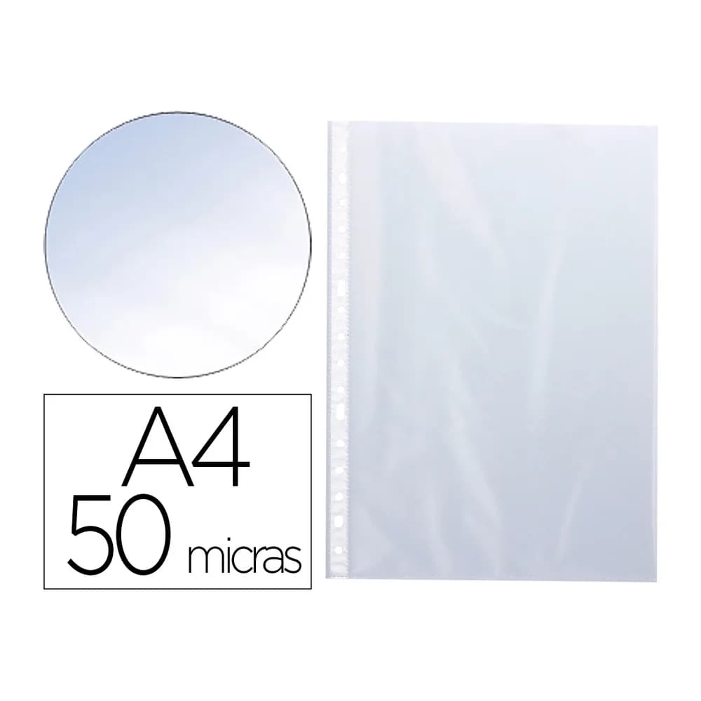 Q-connect Funda multitaladro q-connect din a4 50 mc cristal caja de 100 unidades