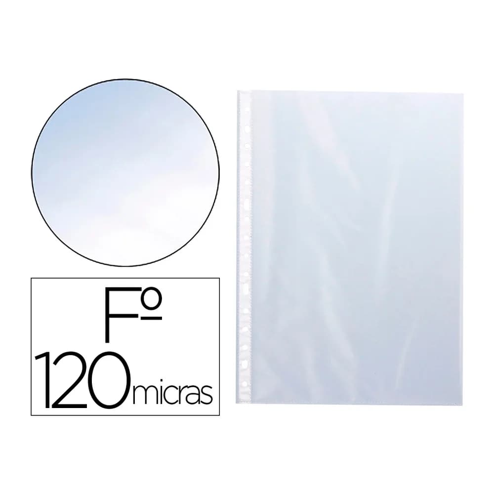Q-connect Funda multitaladro q-connect folio 120 mc cristal caja de 100 unidades