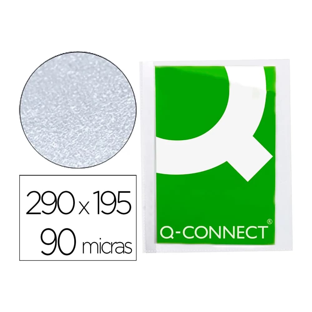 Q-connect Funda protectora q-connect corte oblicuo 290x195 cristal sin taladros pvc 90mc caja de 100 unidades
