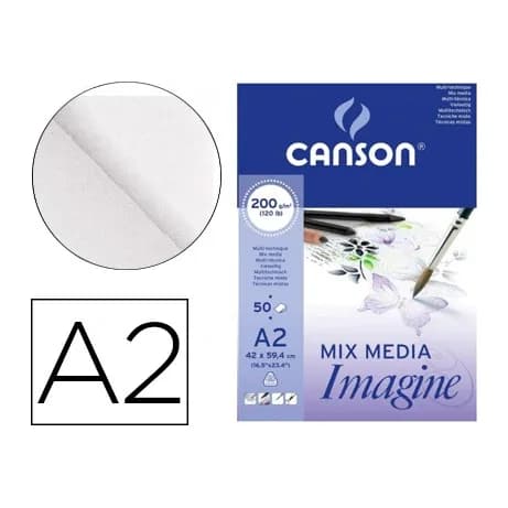Canson Bloc dibujo multitecnicas canson imagine din a2 encolado liso 42x59,4 cm 50 hojas 200 gr/m2