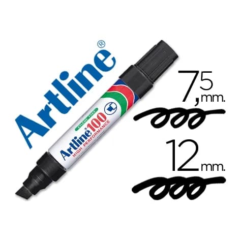 Artline Rotulador artline marcador permanente 100 negro -punta biselada