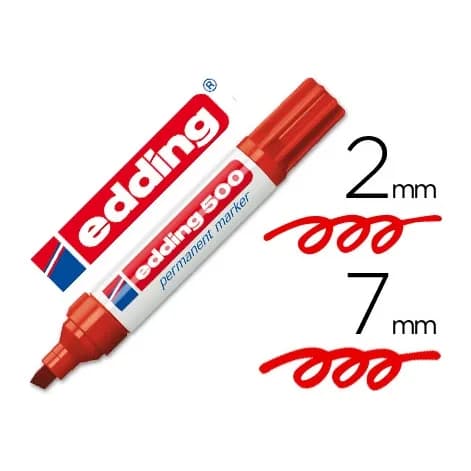 Edding Rotulador edding marcador permanente 500 rojo punta biselada 7 mm