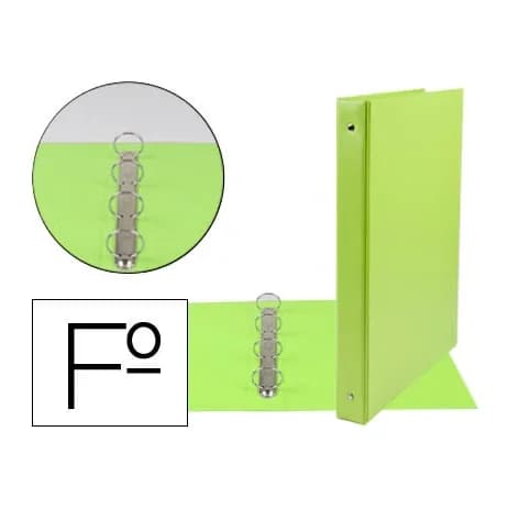 Liderpapel Carpeta liderpapel 4 anillas 25 mm redondas plastico folio color verde pistacho