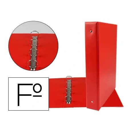 Liderpapel Carpeta liderpapel 4 anillas 40 mm redondas plastico folio color rojo