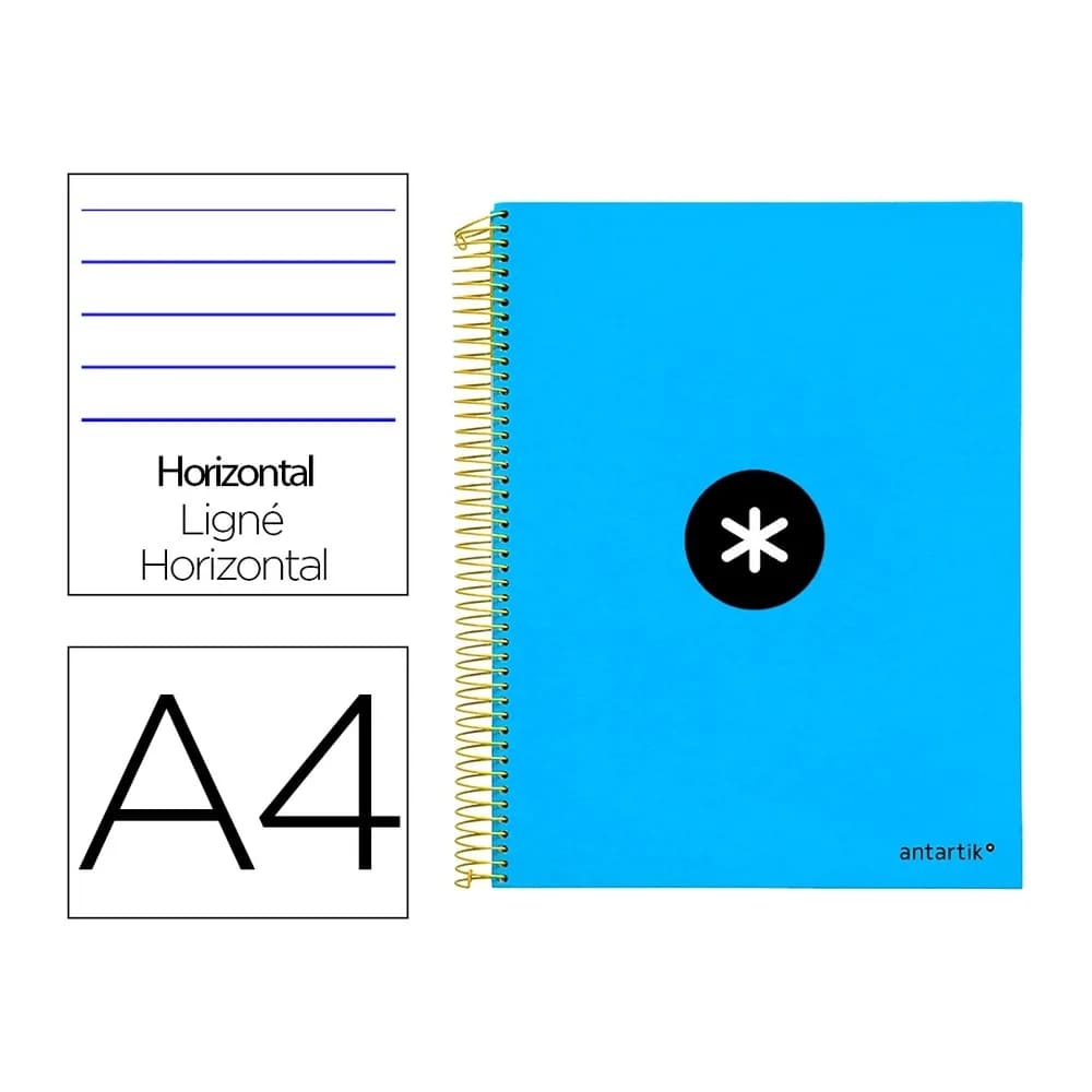 Antartik Cuaderno espiral a4 micro antartik tapa forrada 120h 90 gr horizontal 5 bandas 4 taladros